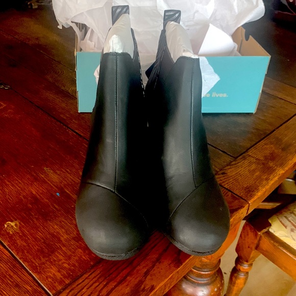 Tom wedges , black and heal is zebra dark tone, - Picture 2 of 5